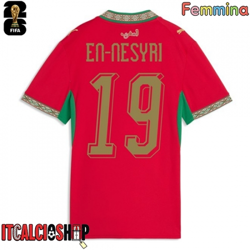 Marocco Youssef En-Nesyri #19 Prima Maglia Femmina Mondiali 2026 Manica Corta